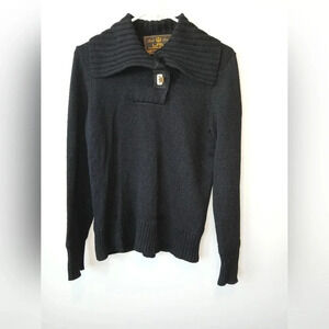 Lauren Ralph Lauren black shawl collar chunky clasp sweater women's size Medium